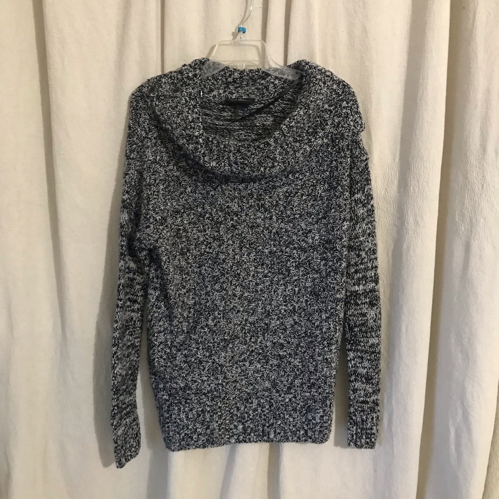 Black and white cowl neck sweater from Lane Bryant